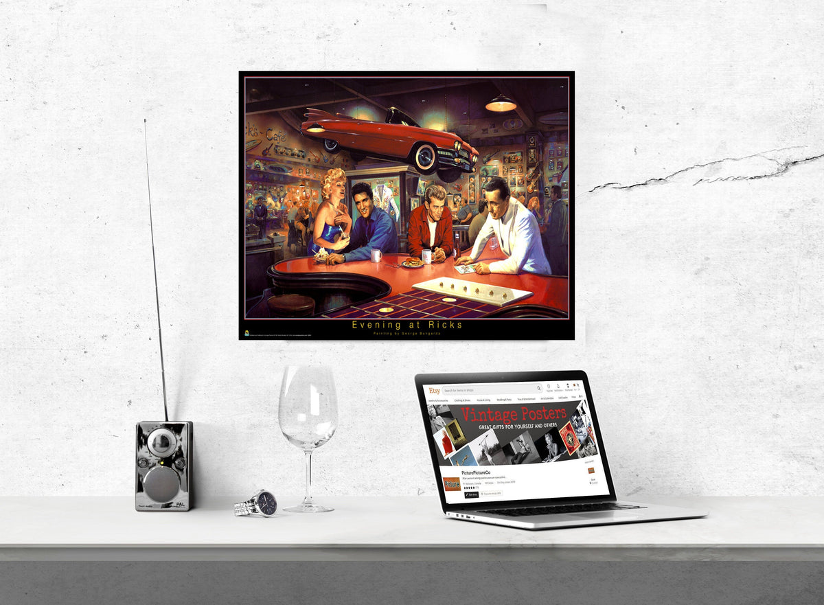 Evening at Rick's by George Bungarda Art Print Poster