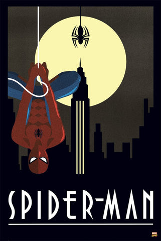 Spiderman - Silhouette - Vintage Wall Poster