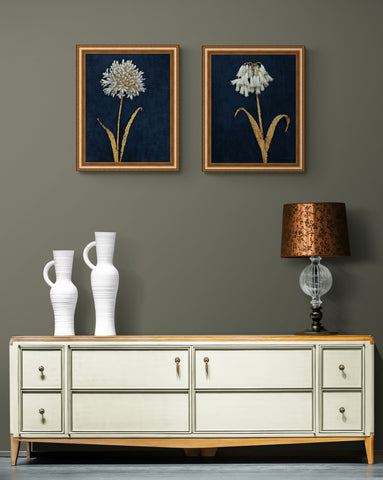 Gold Flowers Framed Set of Two