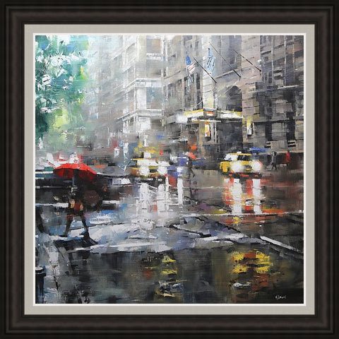 Manhattan Red Umbrella Framed