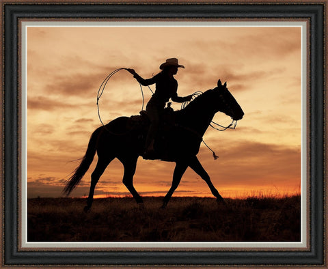 Cowgirl Silhouette Framed