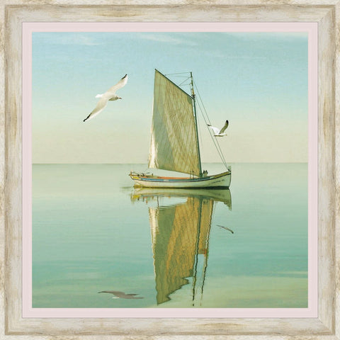 Sailboat and Seagulls Framed