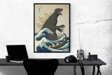The Great Monster off Kanagawa by Michael Buxton, Godzilla,  King of Monsters, Art Print