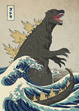 The Great Monster off Kanagawa by Michael Buxton, Godzilla,  King of Monsters, Art Print