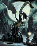 You Cannot Pass, Dragon on a Rock by Robin Koni, Vintage Iconic Poster Size 16 x 20