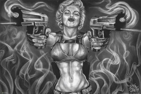 Marilyn, Monroe with Guns by James Danger Harvey  24 x 36 Print