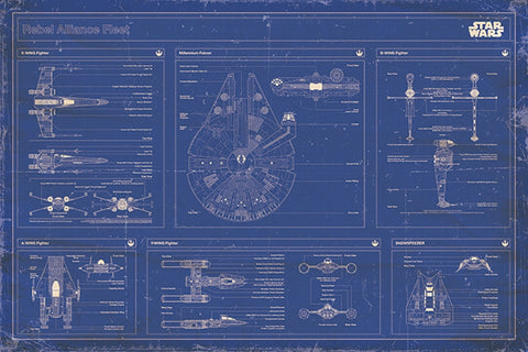 Star Wars - Rebel Alliance Fleet Blueprint Regular Poster ( 24 x 36 Inches)