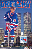 Wayne Gretzky New York Skyline Manhattan  New York Rangers NHL Poster Size: 22.25" x 34.5" Poster 1996
