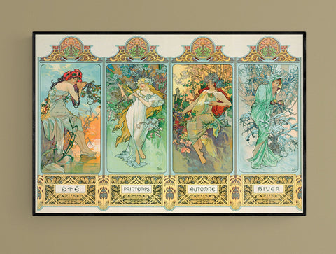 Mucha - Four Seasons by Alphonse Maria Mucha, Vintage Style Poster Size 24 x 36