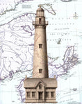 Lighthouse and Map Print - Set of Four - Vintage Style Prints