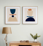 Fraction Stack, Modern Abstract Prints, Set of Two, Minimalist Style,