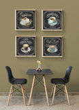 Coffee House Art by Artist Chad Barrett - Kitchen Print - Set of Four - Vintage Art Prints