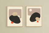Megalith, Modern Abstract Prints, Set of Two, Minimalist Style,