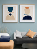 Fraction Stack, Modern Abstract Prints, Set of Two, Minimalist Style,