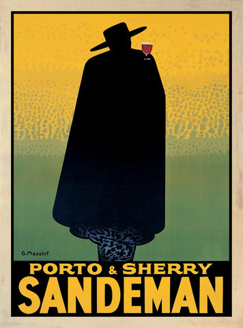 Porto and Sherry Sandeman by Artist Georges Massiot Vintage Poster